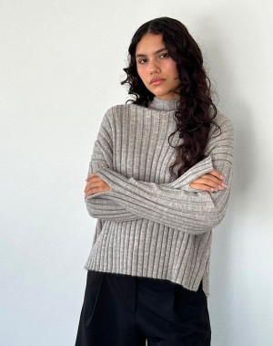 Dámské Jumpers Motel Rocks Judah Oversized Tlustý Rib Knit Světle Šedé | ULA8580UJ