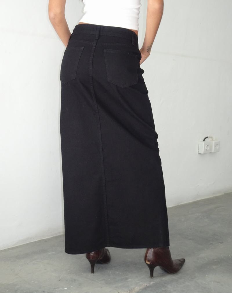 Dámské Denim Skirt Motel Rocks Low Rise Maxi Černé | UML4699DQ