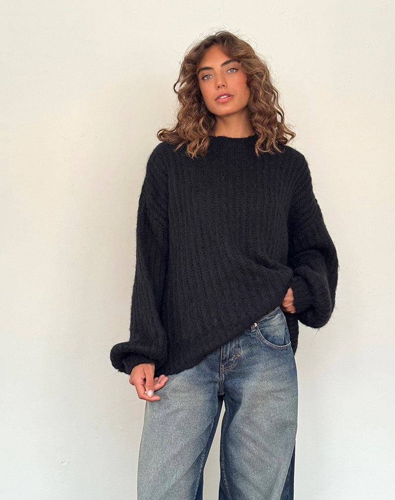 Dámské Jumpers Motel Rocks Daren Pletené Oversized Černé | FKQ187LN