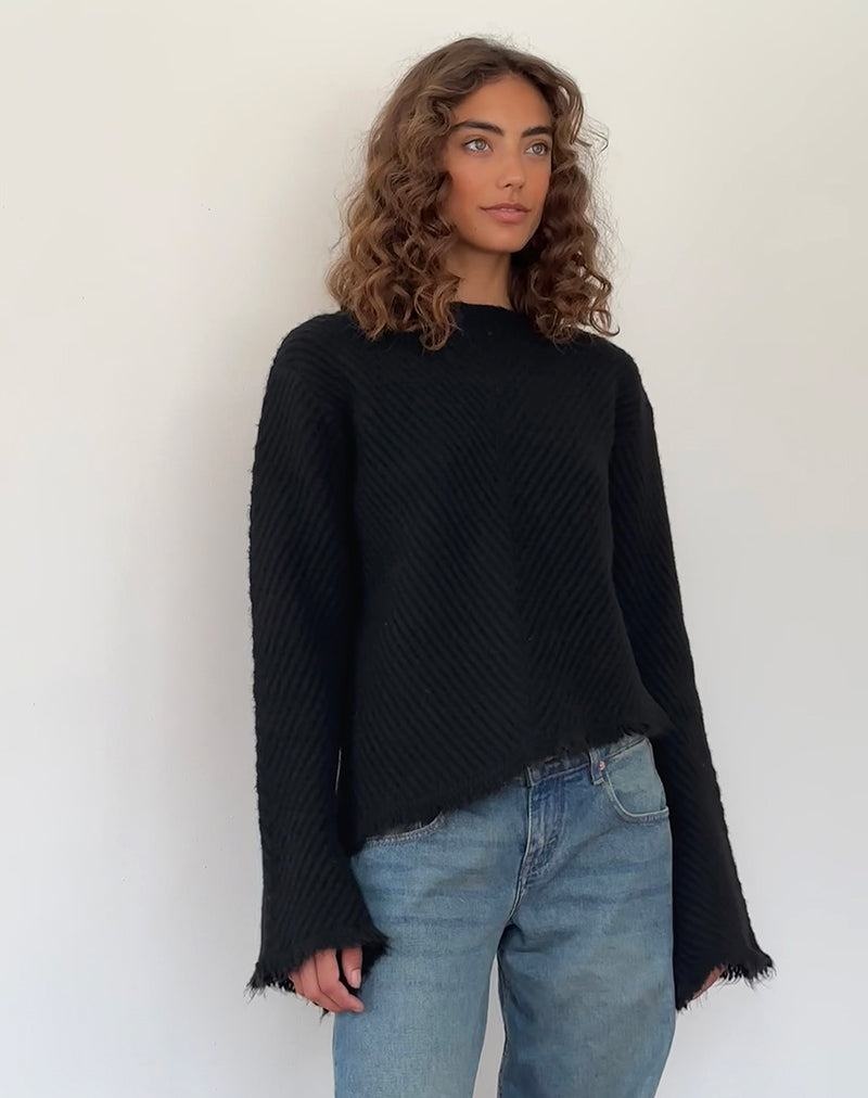 Dámské Jumpers Motel Rocks Fergie Asymmetric Knit Černé | WEY9045IG