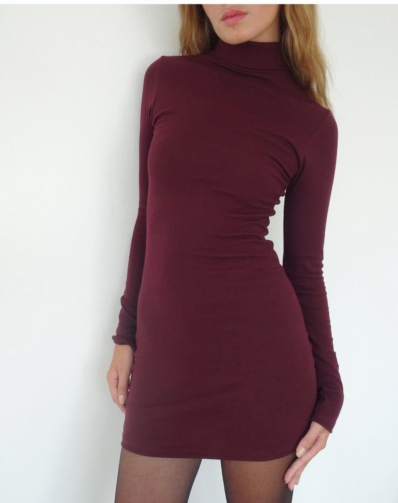 Dámské Mini Šaty Motel Rocks Yrion Turtle Neck Bodycon Červené | VSH46100NG