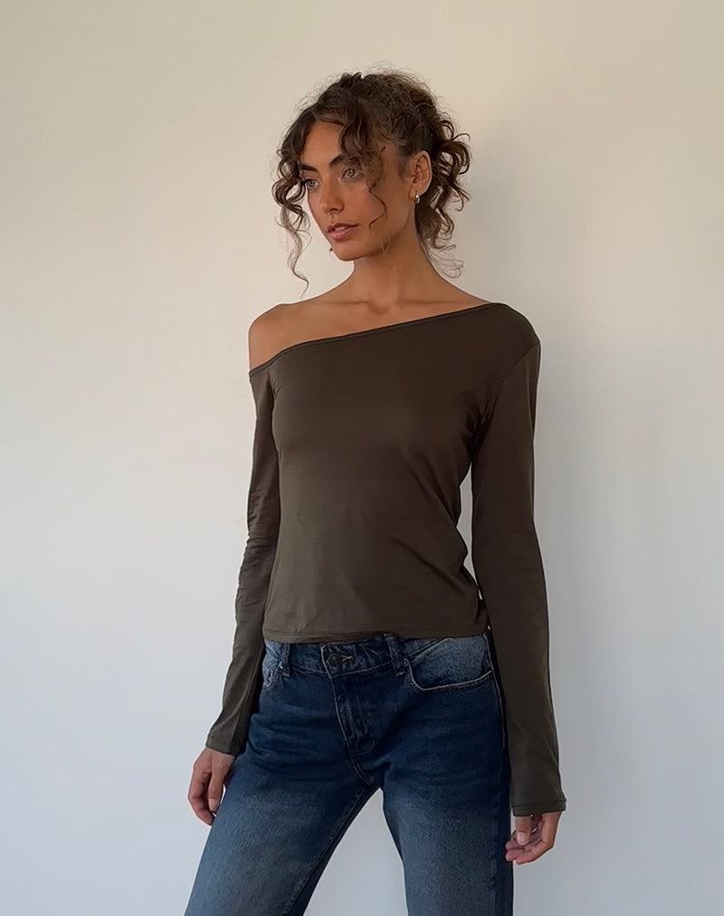 Dámské Tričko Motel Rocks Ledez Asymmetrical Slouchy Zelene | TYQ8081NM