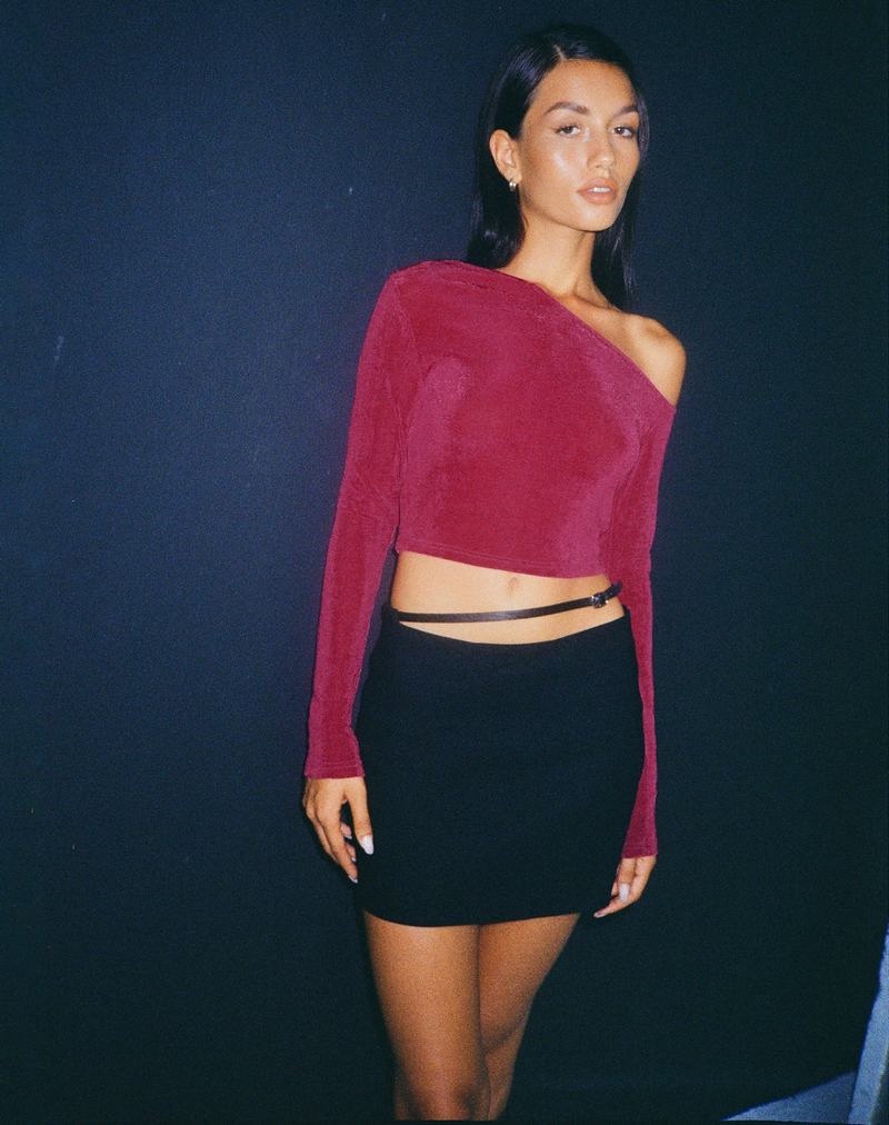 Dámské Tričko Motel Rocks Lousa Long Sleeve Crop Fialové | ZPU1008TU