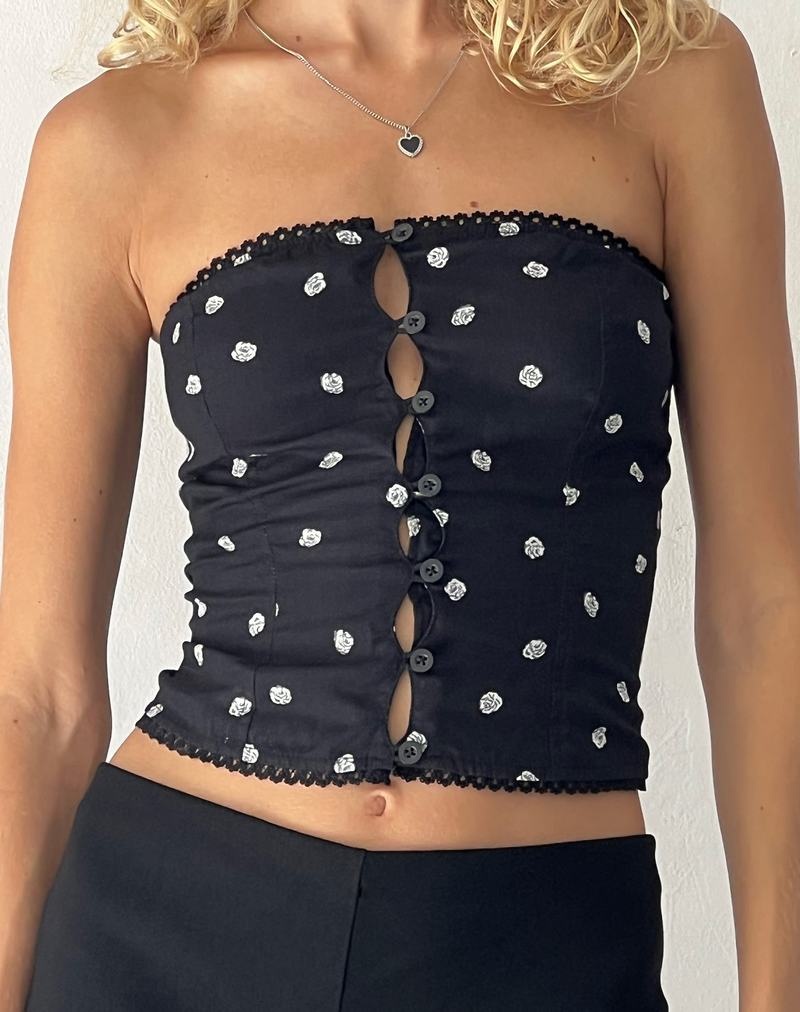 Dámské Vesta Motel Rocks Lacey Button Front Corset Černé Růžové | YSC258QS